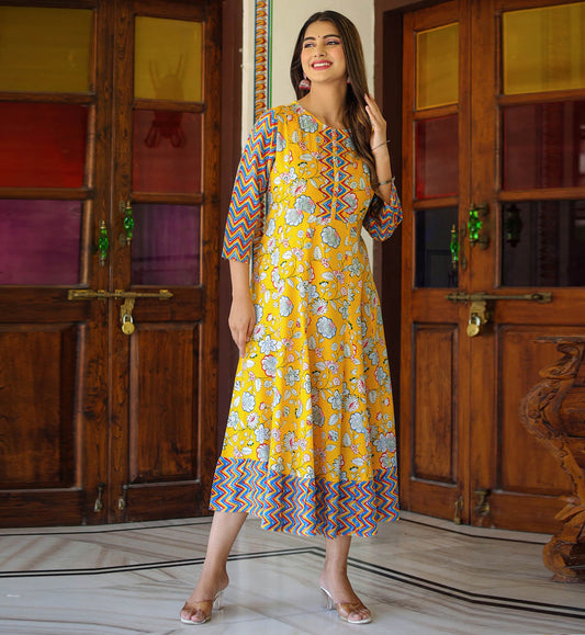 YASH GALLERY Women's Maternity Wear Floral Printed Anarkali Dress