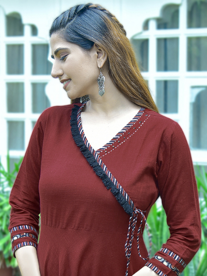 YASH GALLERY Women's Rayon Printed Angrakha Style Anarkali Kurta Plus Size