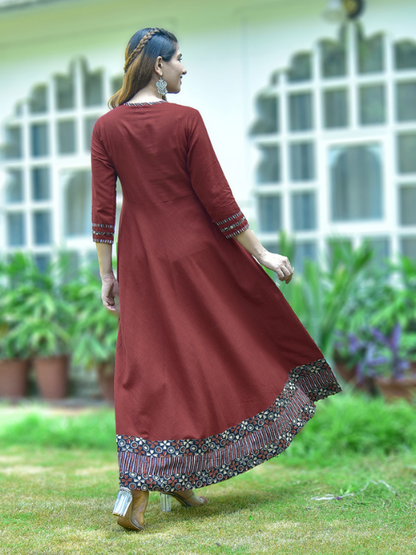 YASH GALLERY Women's Rayon Printed Angrakha Style Anarkali Kurta Plus Size