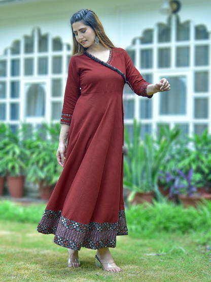 YASH GALLERY Women's Rayon Printed Angrakha Style Anarkali Kurta Plus Size