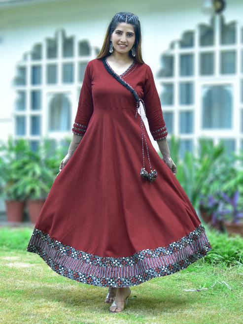 YASH GALLERY Women's Rayon Printed Angrakha Style Anarkali Kurta Plus Size