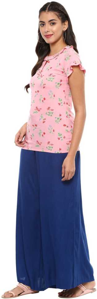 YASH GALLERY Women's Rayon Floral Printed Top (Pink)