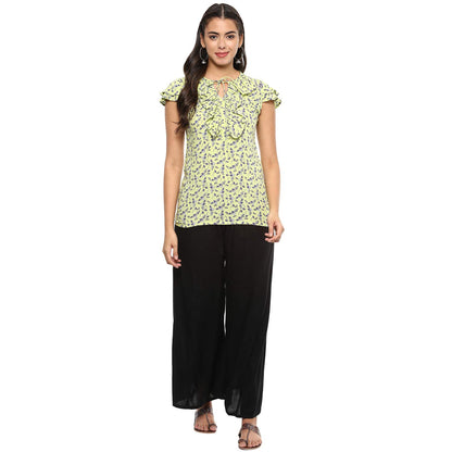 Yash Gallery Women's Rayon Printed Top (Pista)