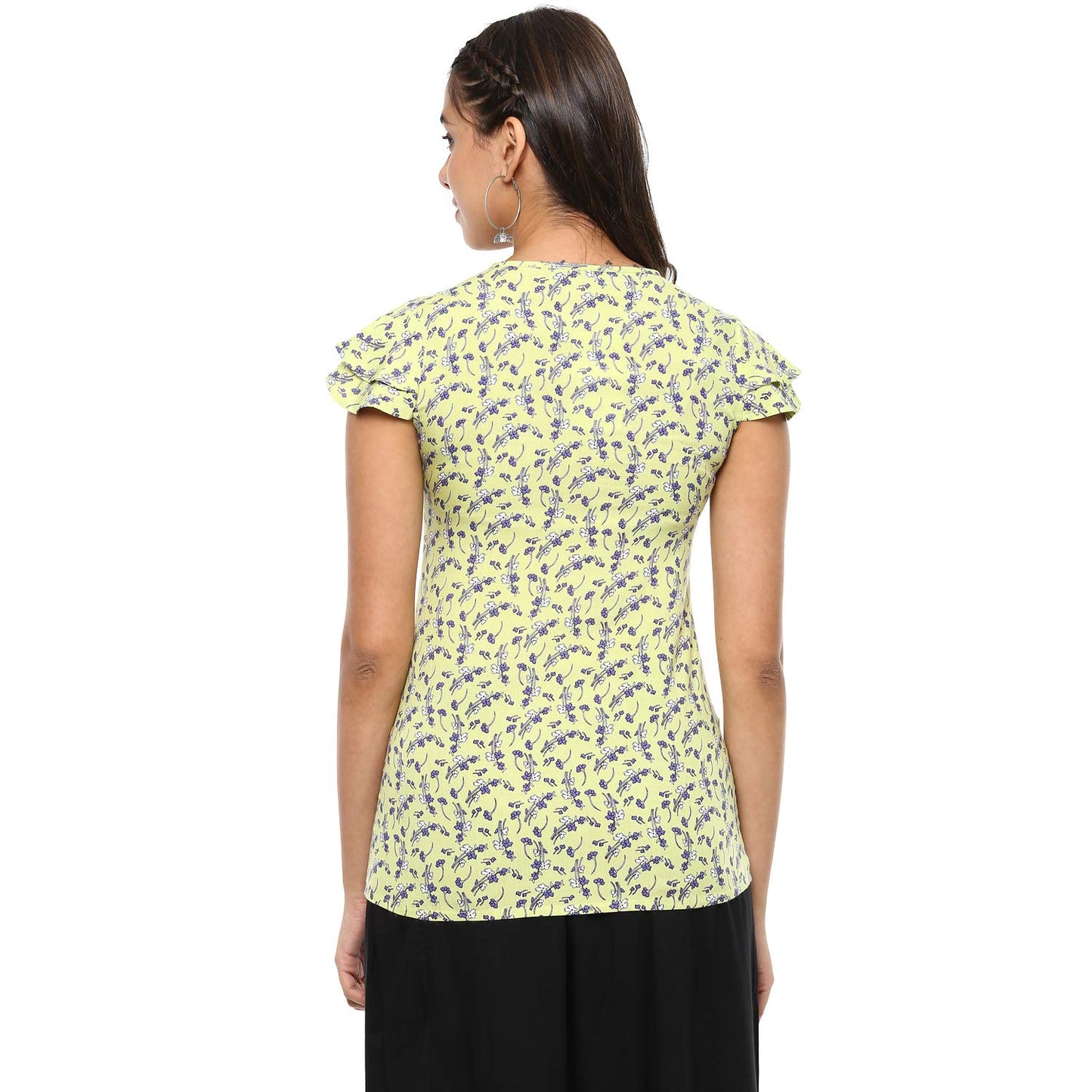 Yash Gallery Women's Rayon Printed Top (Pista)