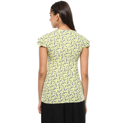 Yash Gallery Women's Rayon Printed Top (Pista)