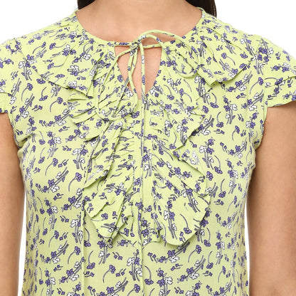 Yash Gallery Women's Rayon Printed Top (Pista)