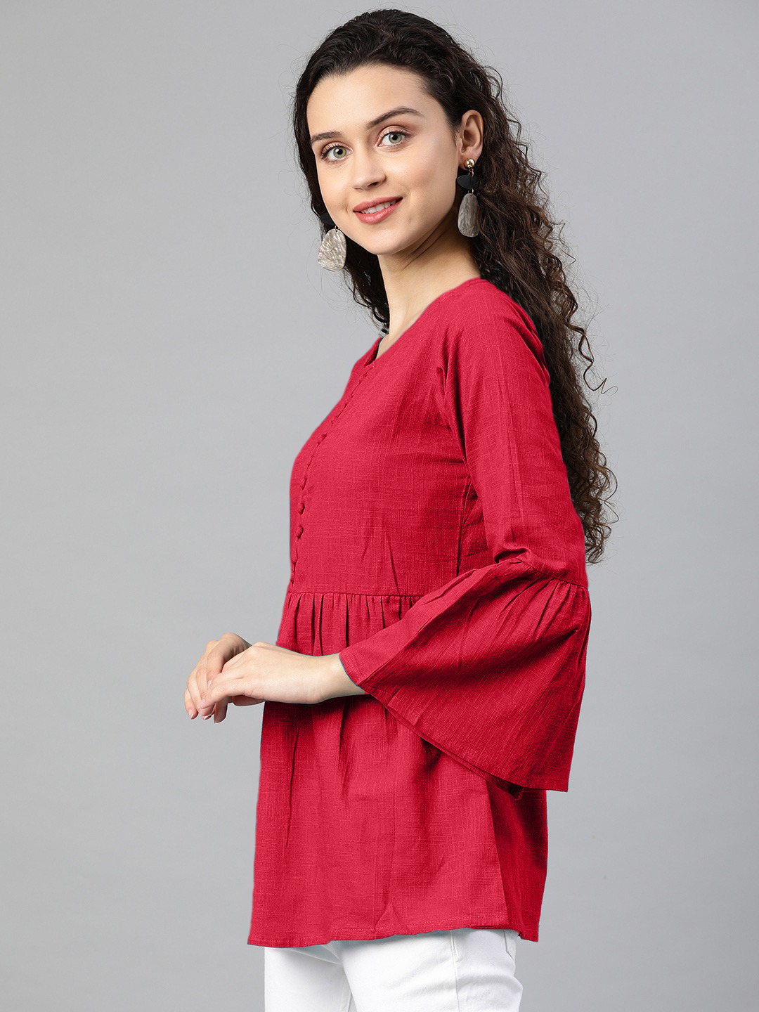 Casual Bell Sleeve Solid  Top