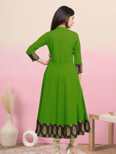 Embroidered Anarkali Kurta (Green)