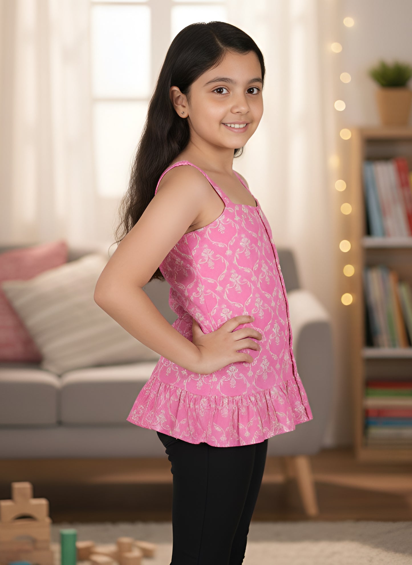 YASH GALLERY Kids Floral Printed Sleeveless Top