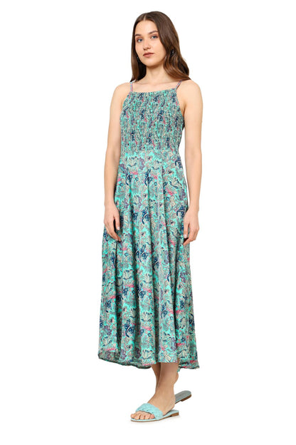 Yash Gallery Women's Floral Smoking Flared Dress