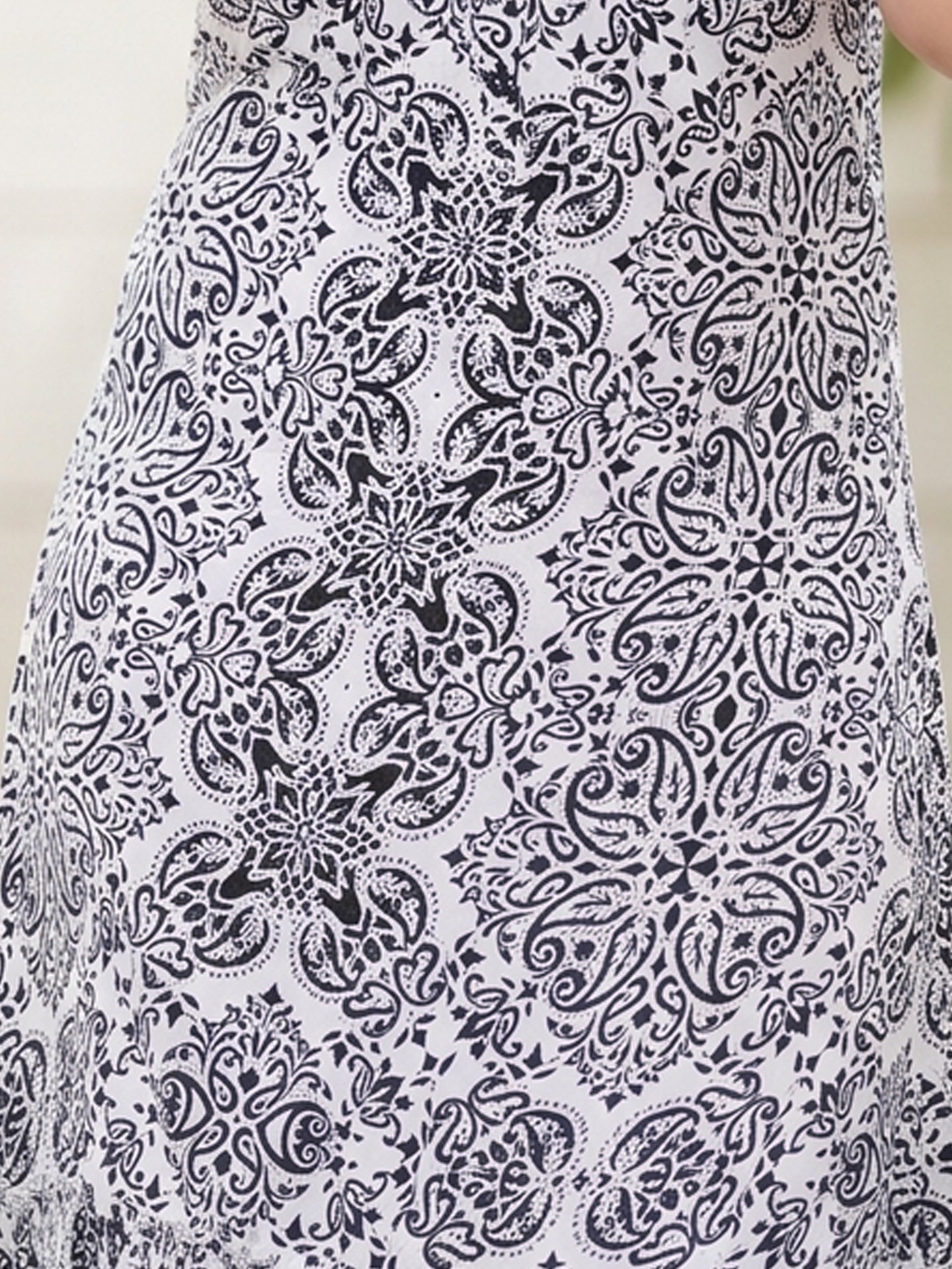 Yash Gallery Women’s Cotton Blend Geometric Print Adjustable Spaghetti Straps A-Line Midi Dress