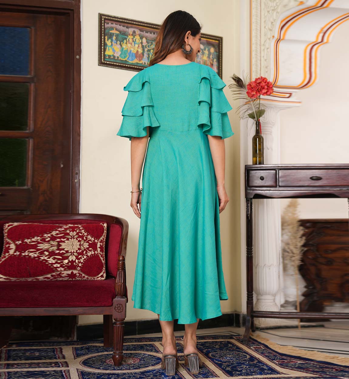 Buy Jaipur Fashion Factory Women Ethnic Dress Beige Dress (X-Large) at  Amazon.in