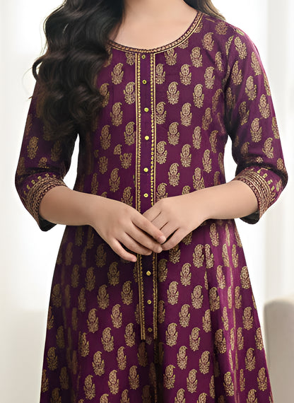 Yash Gallery Kid's Maxi Cotton Print Anarkali Dress