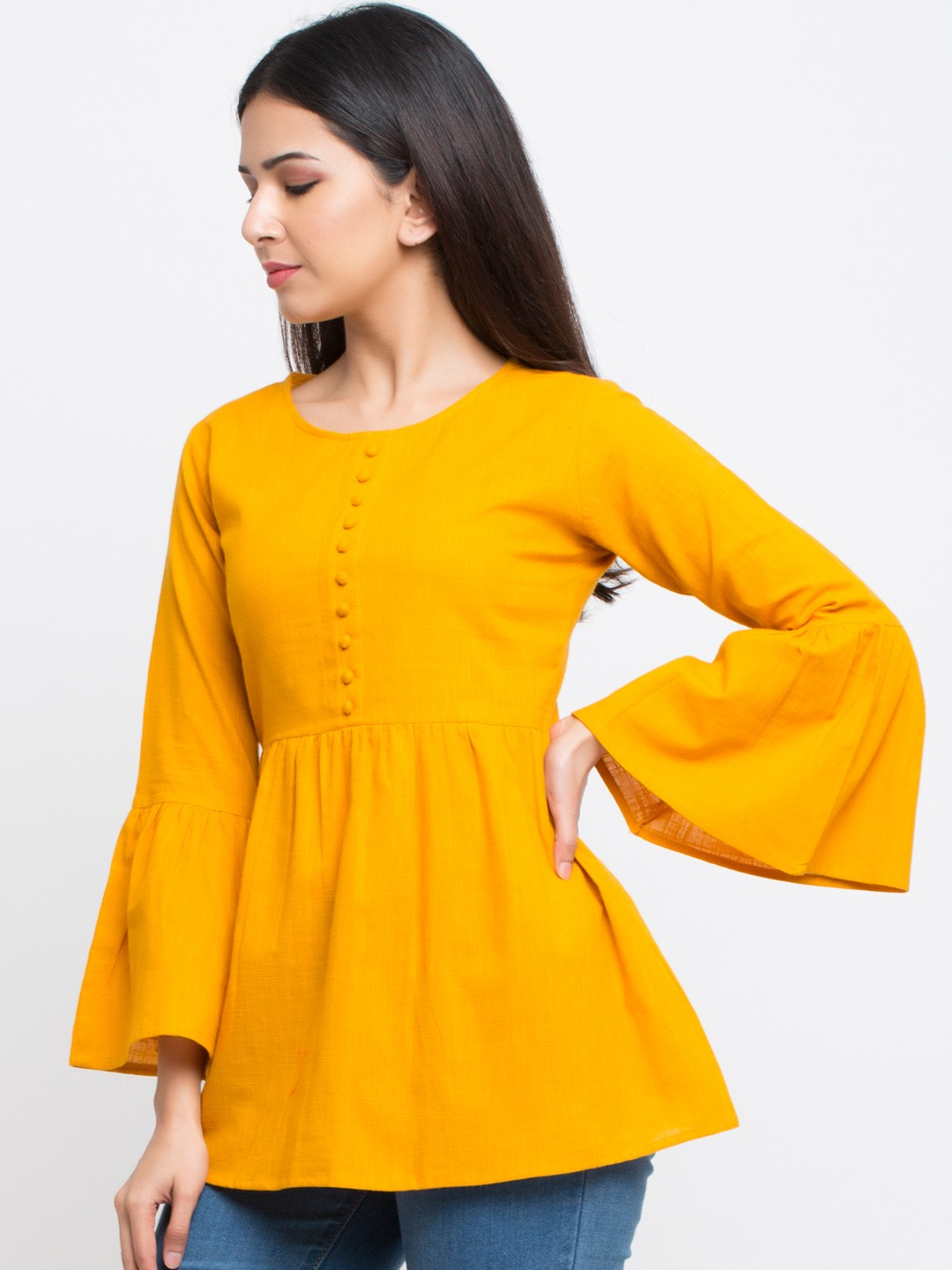 yellow bell sleeve top