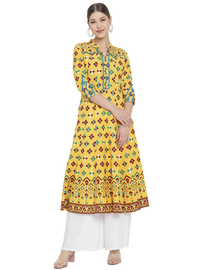 Rayon Floral Printed Anarkali Kurta