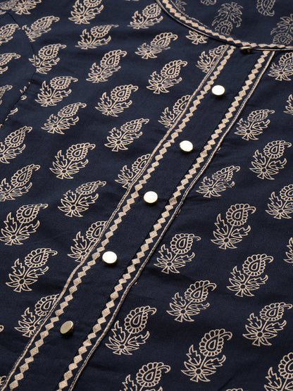 Yash Gallery Women's Cotton Gold Print Anarkali Kurti Plus Size