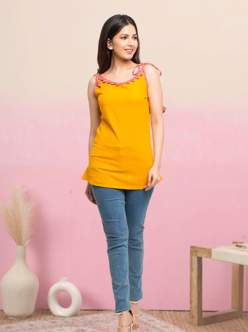 Casual Noodle Straps Printed Top