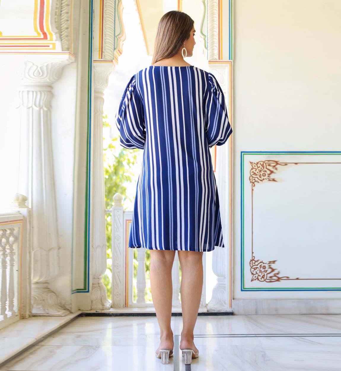 Yash Gallery Women's Stripe Printed A-line Dress