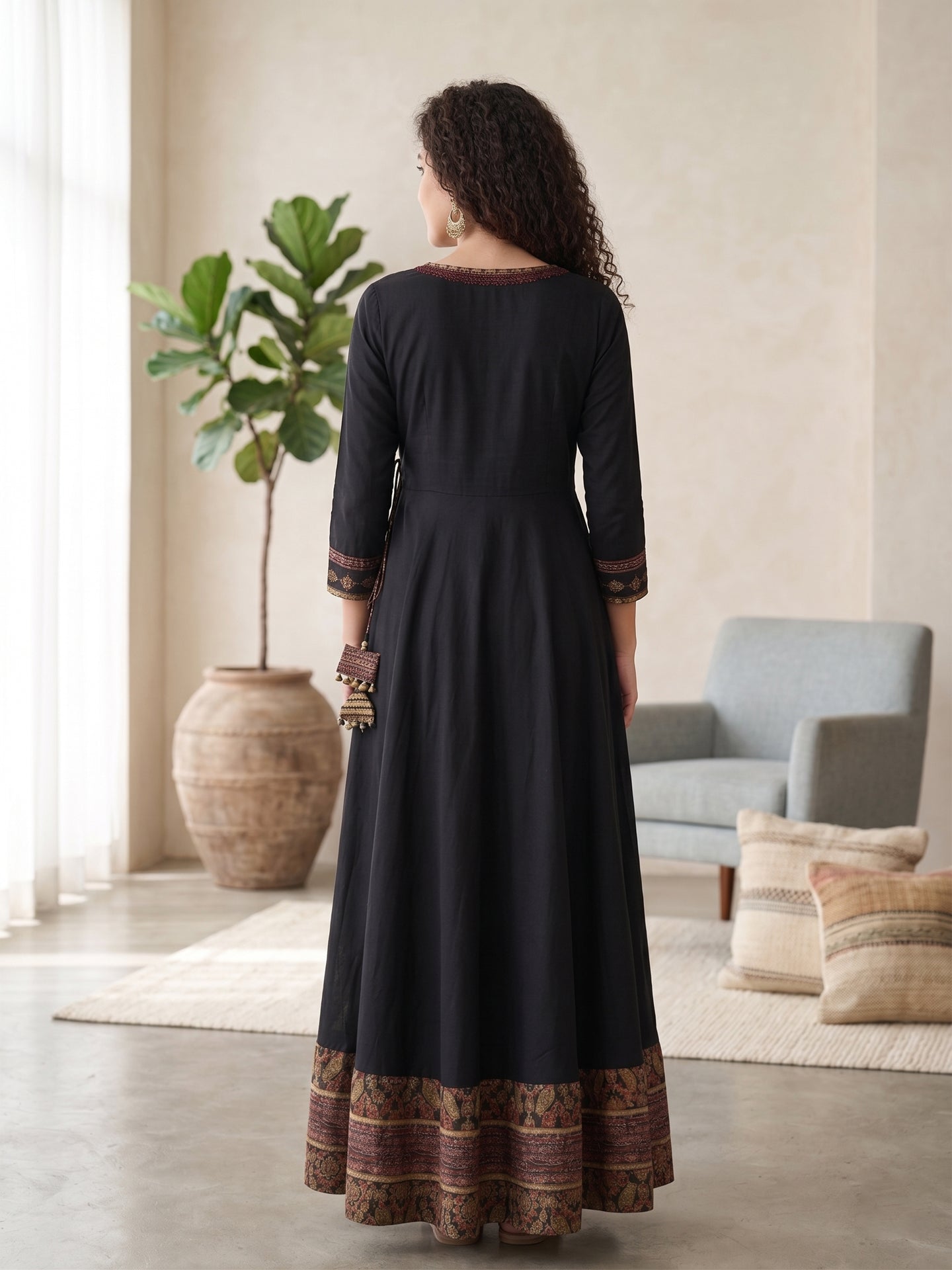 YASH GALLERY Women's Rayon Printed Angrakha Style Anarkali Kurta Plus Size