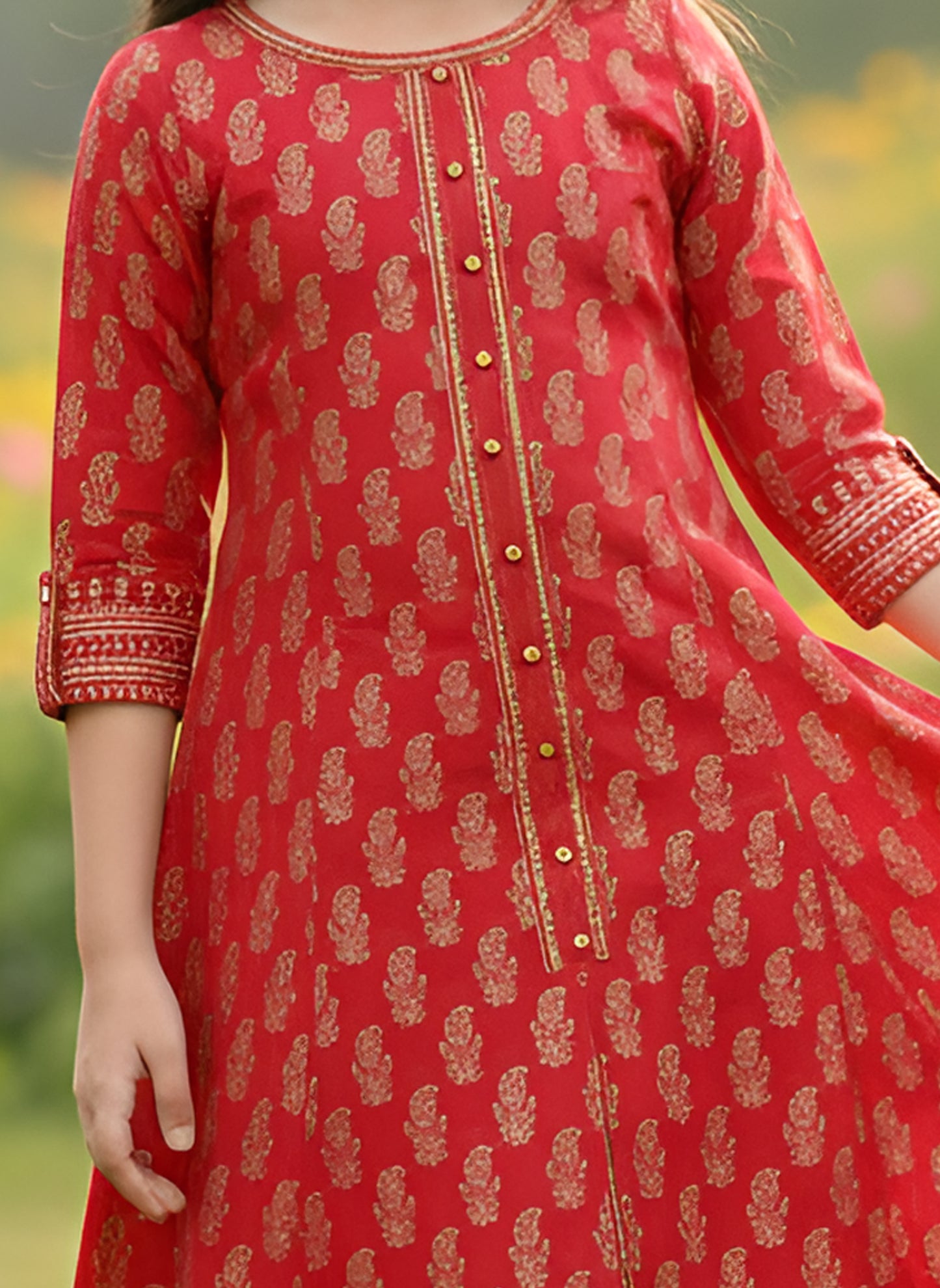 Yash Gallery Kid's Maxi Cotton Print Anarkali Dress