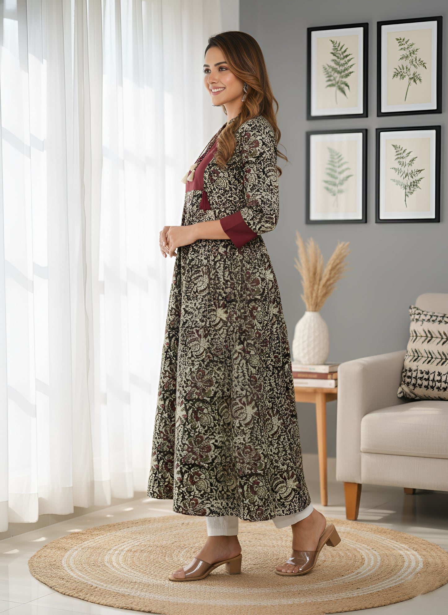 YASH GALLERY Women's Cotton Kalamkari Print Anarkali Kurta