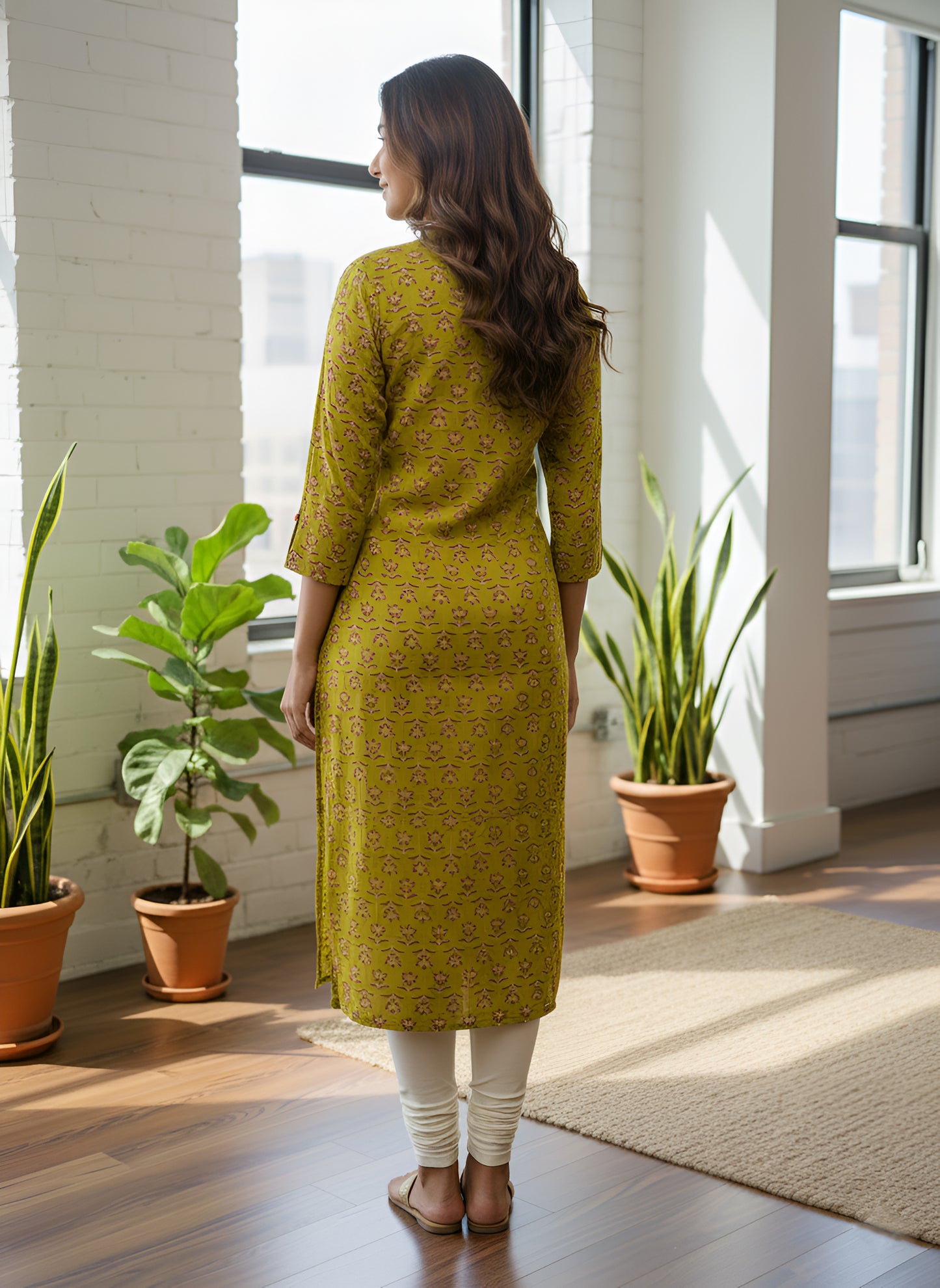 Yash Gallery Women Rayon Staple Plus Size Printed Straight Kurta | Soft & Breathable Fabric | 3/4th Sleeves | V-Notch Neck | Casual, Office & Daily Wear Kurti for Women
