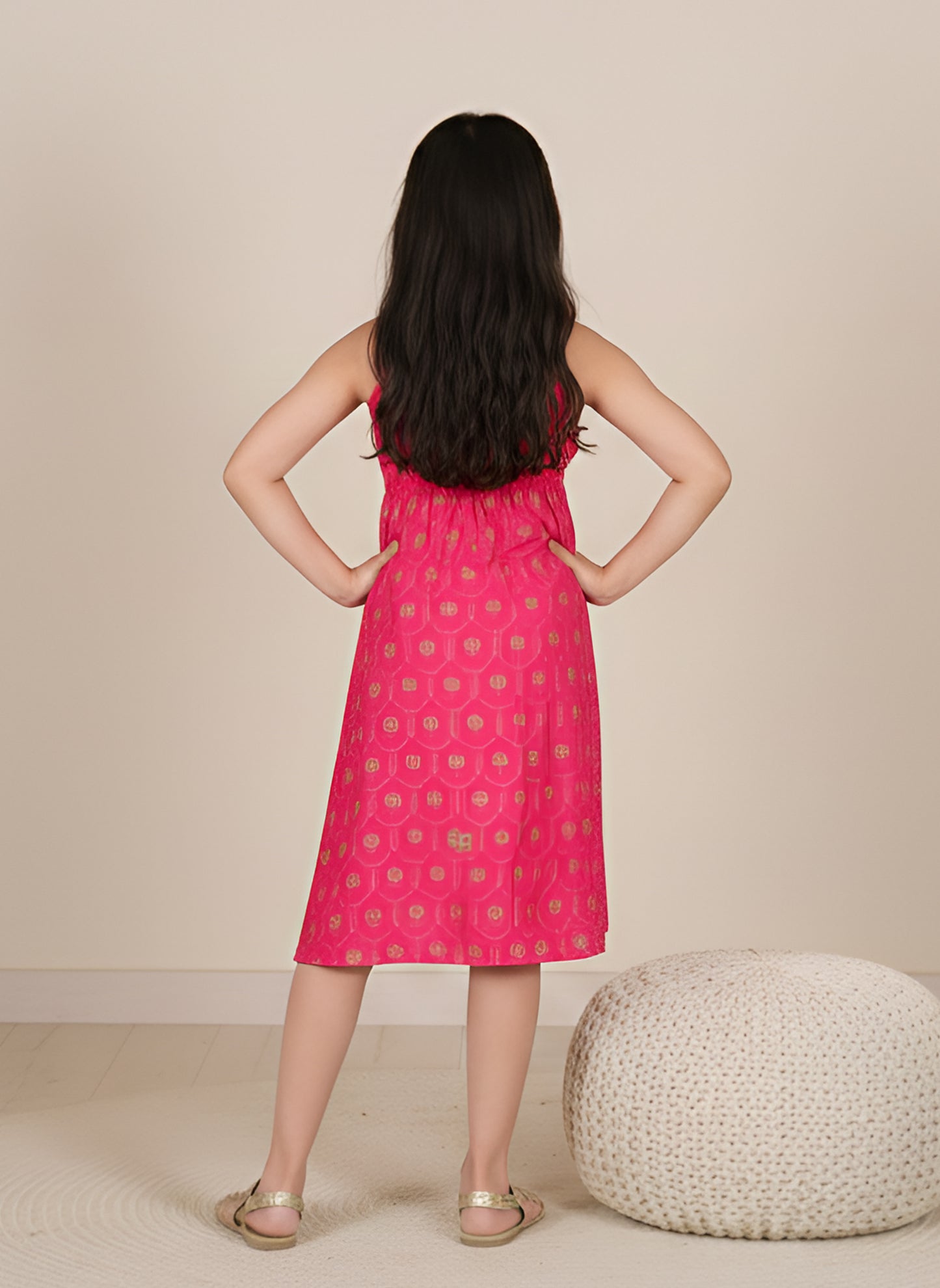 YASH GALLERY Kids One Shoulder Starp Floral Printed Dress