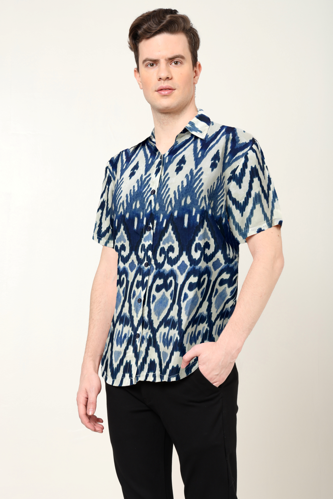 YASH GALLERY Men's Polyester Geometrical Printed Regular Shirt (Multi)