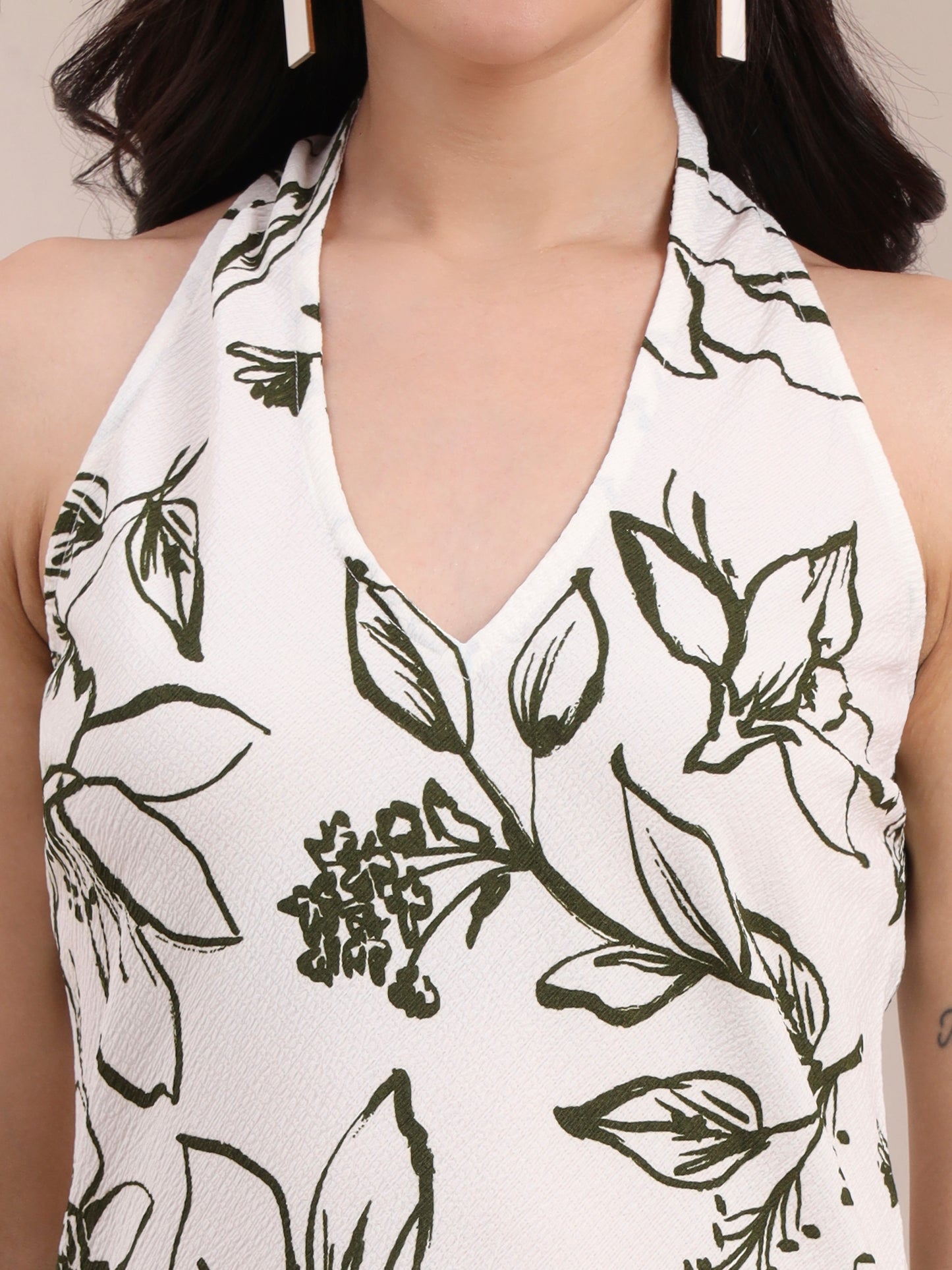 Yash Gallery Women’s Halter Neck Sleeveless A-Line Dress (Green)