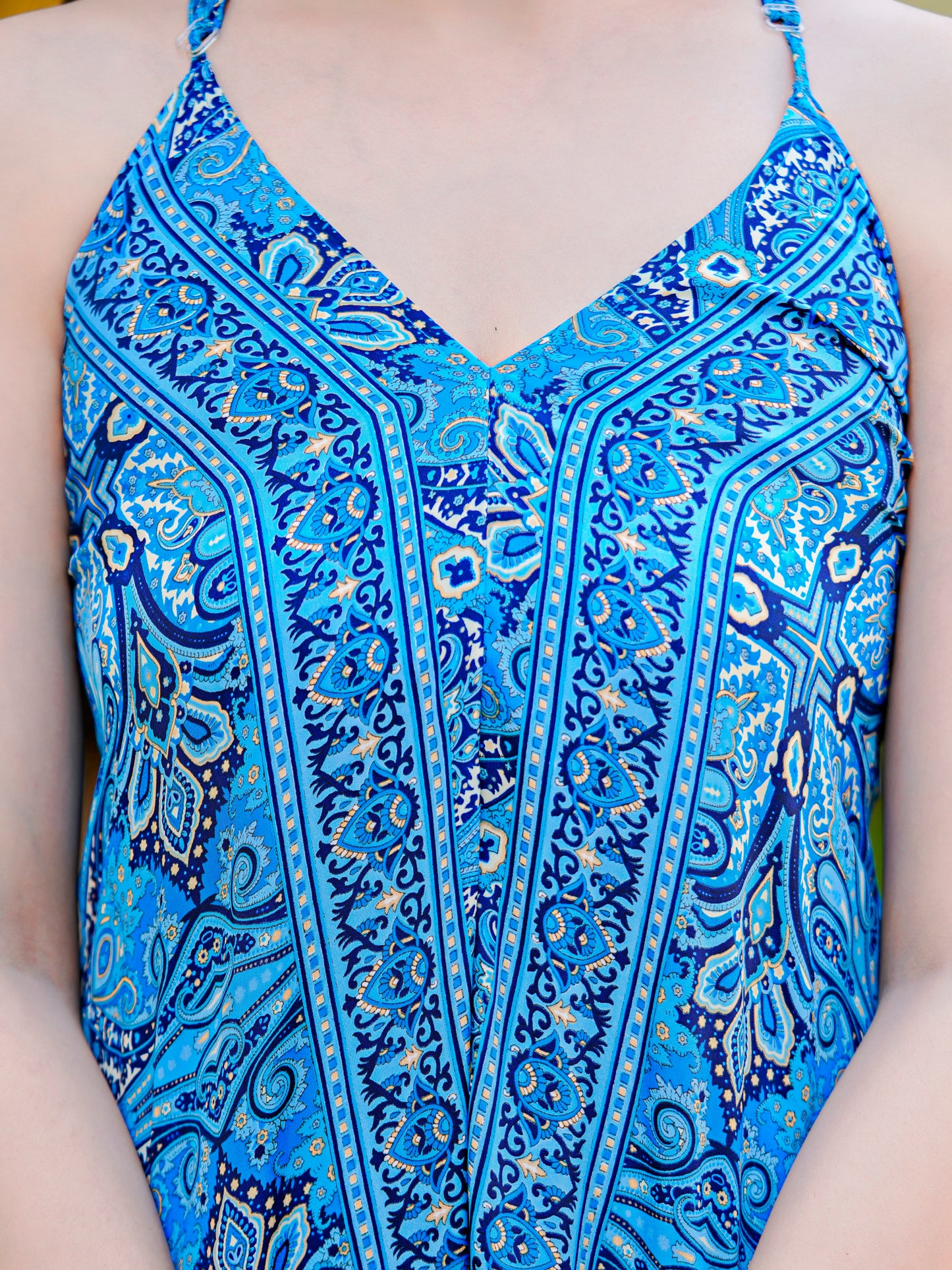Yash Gallery Women’s Wrinkle-Free Microfiber Digital Print V-Neck With Adjustable Straps A-Line Dress