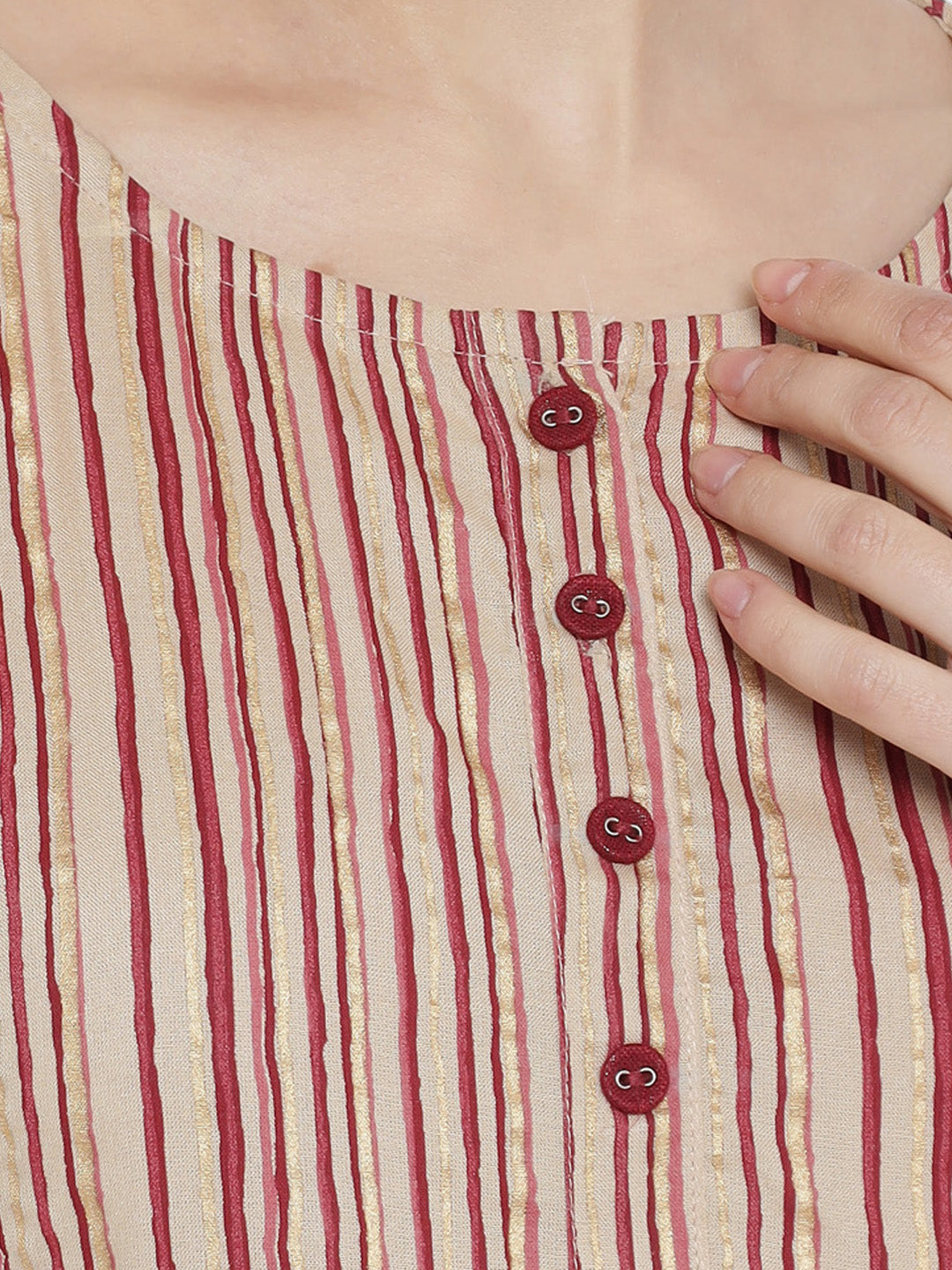 Rayon Floral Printed A-line Kurti (Maroon)