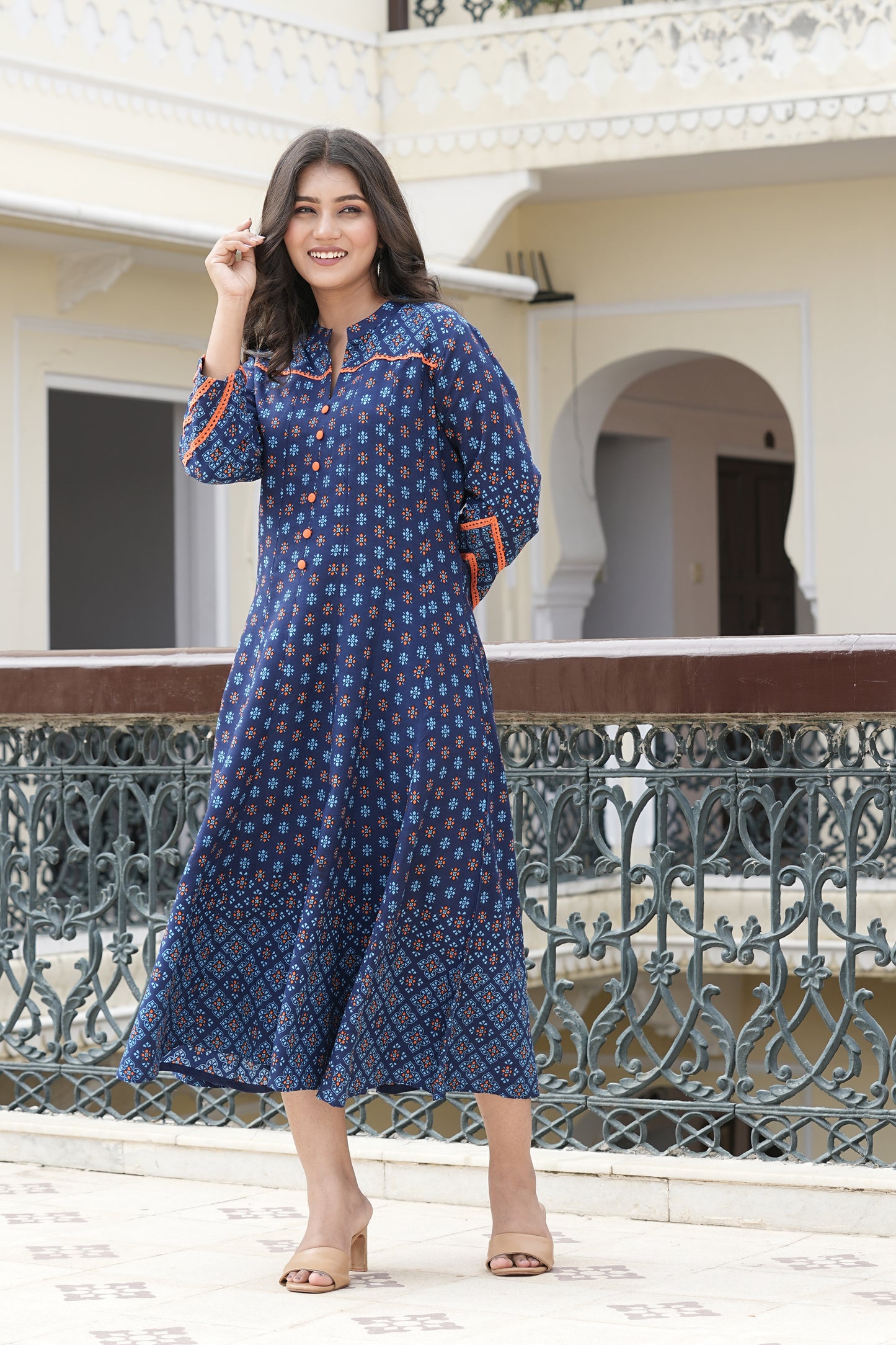 Rayon Floral Printed Anarkali Kurta