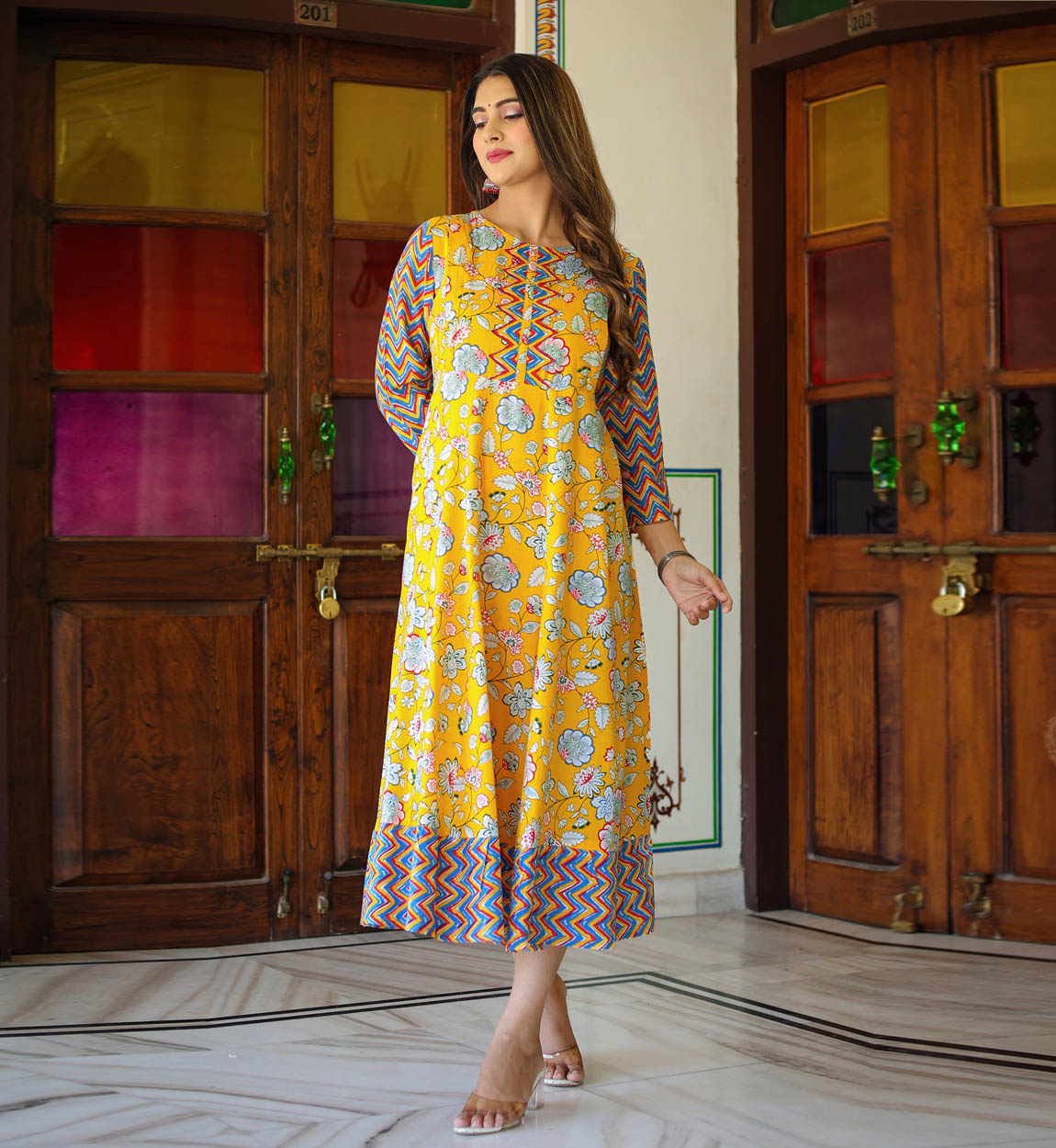 YASH GALLERY Women's Maternity Wear Floral Printed Anarkali Dress ...