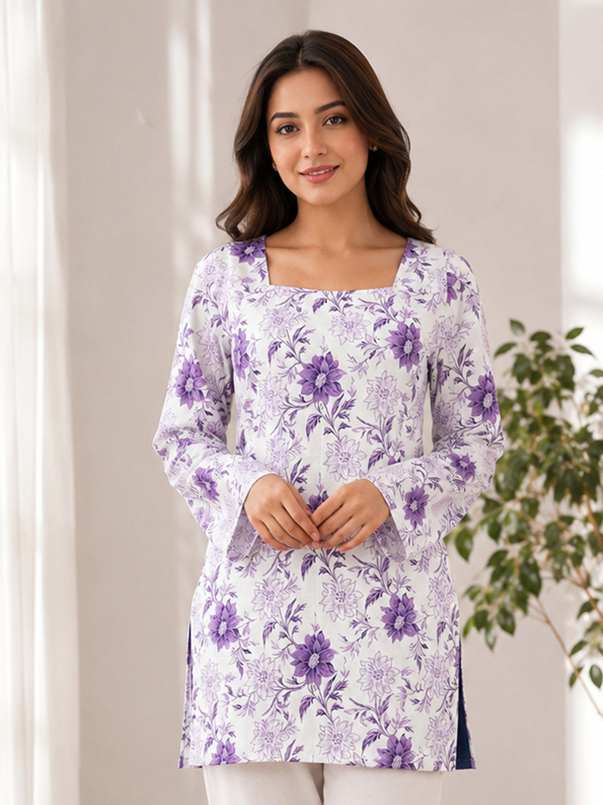 YASH GALLERY Pure Cotton Corset Back Short Kurti