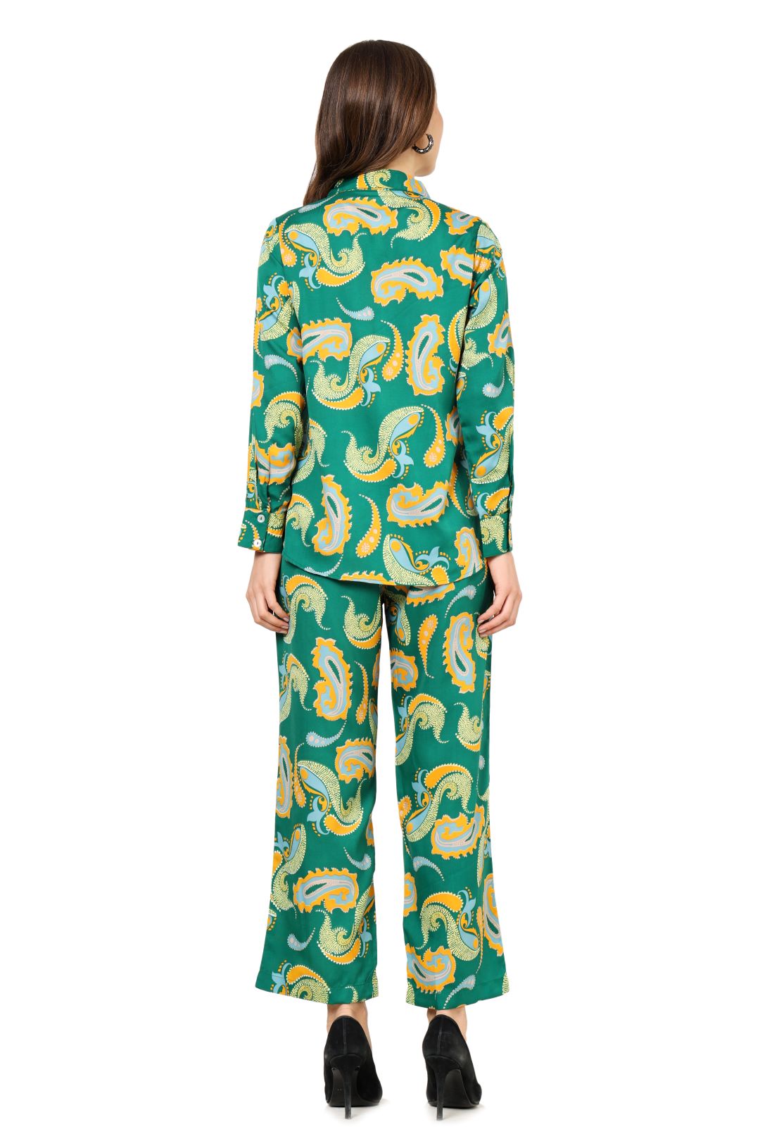 YASH GALLERY Women's Buta Printed Co-ord Set(Green)