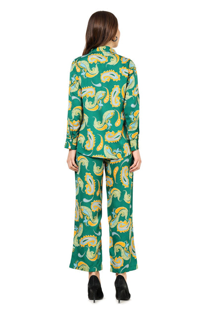 YASH GALLERY Women's Buta Printed Co-ord Set(Green)