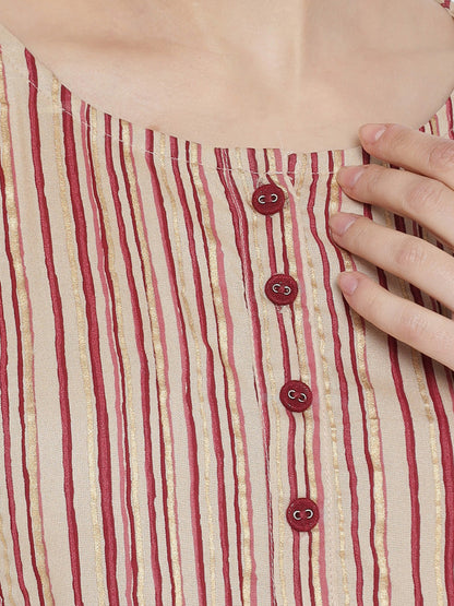 Rayon Floral Printed A-line Kurti (Maroon)