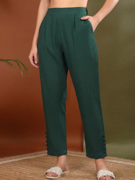 Yash Gallery Women's Regular Fit Mid Rise Solid Lycra Trouser Pants | Comfortable Stretchable Office & Casual Wear