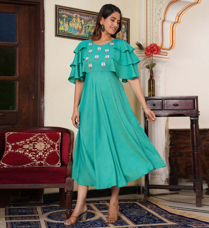 Rayon Embroidered Anarkali Ethnic Dress