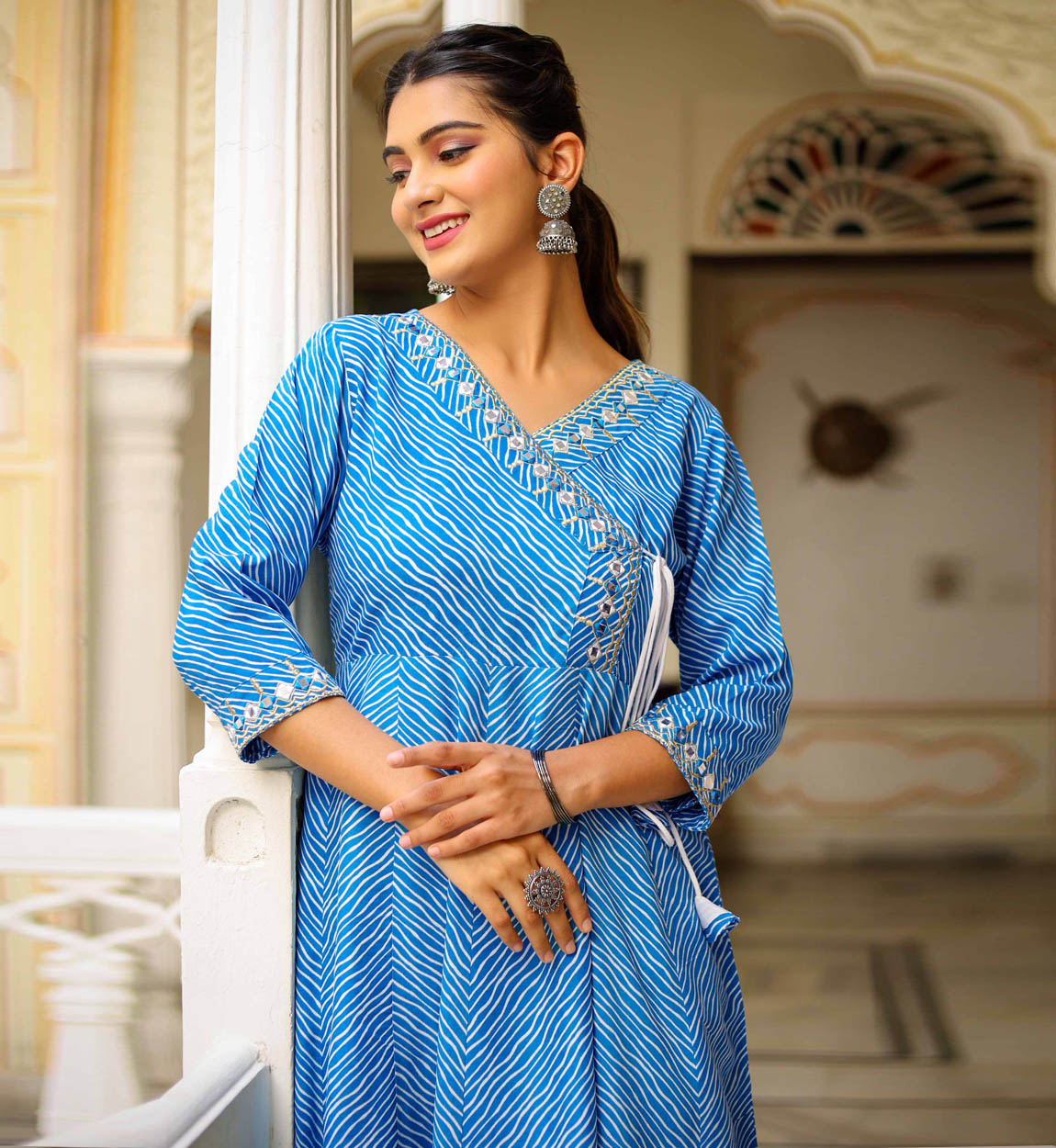 leheriya dress design Leheriya Printed Chiffon Kurta in Red