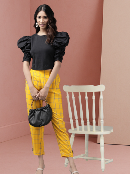 Rayon Checks Printed Regular Fit Casual Trouser Pants