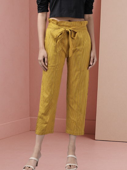 Cotton Flex Stripe Printed Regular Fit Casual Trouser Pants