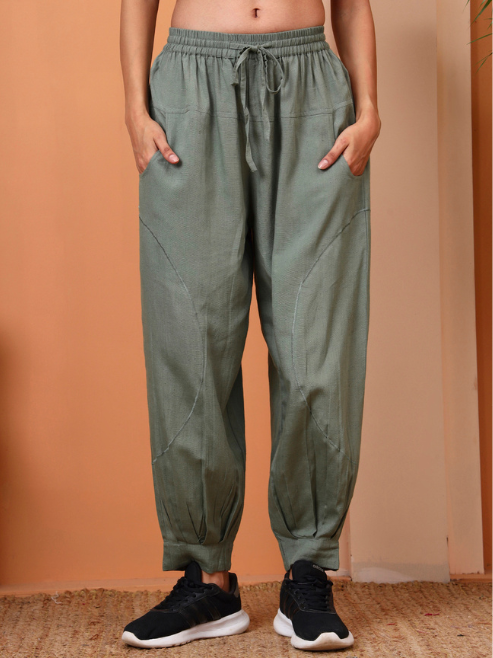 Yash Gallery Rayon Flex Women Solid Elastic Waist Jogger Pants with Pockets