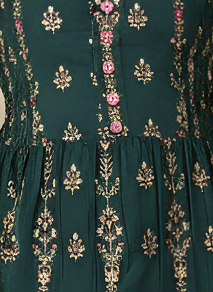 YASH GALLERY Kids Floral Printed Sleeveless Smoking Gathered Dress