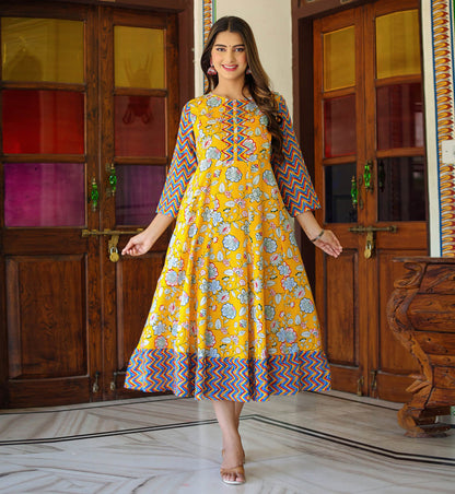 YASH GALLERY Women's Maternity Wear Floral Printed Anarkali Dress