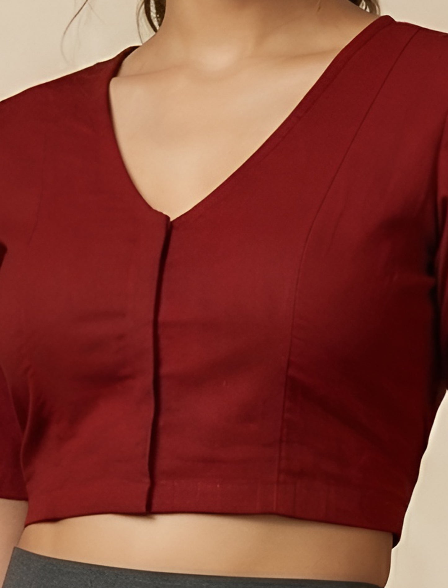 Yash Gallery Women’s Stretchable Lycra Blouse V-Neck Front Openable with Short Sleeves