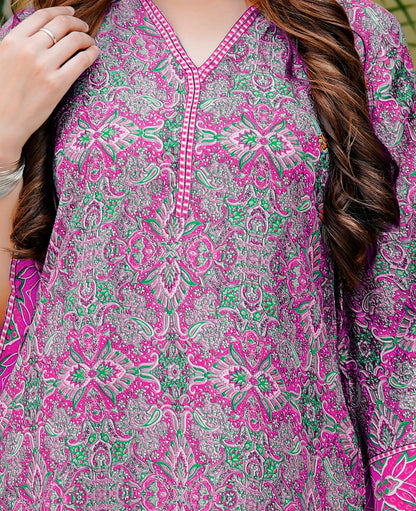 Yash Gallery Women’s Wrinkle-Free Digital Print Collared Neck Top with 3/4 Sleeves & Matching Palazzo Pants Co-ords Set