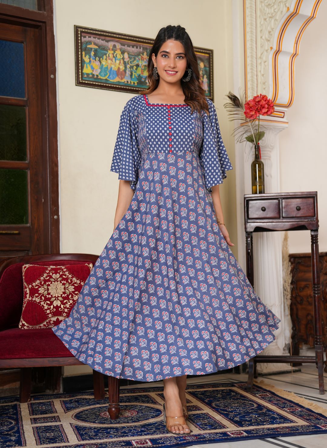 Indian Anarkali Kurti for Womens With Dupatta | Cotton Printed Readymade  Kurtis Stitched Kurta For Pakistani Women at Amazon Women's Clothing store
