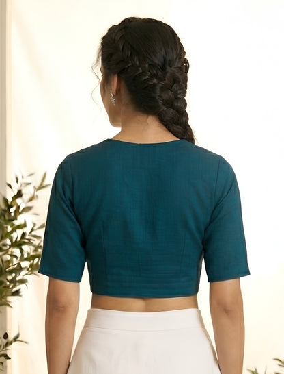 Yash Gallery Women’s Lycra Comfortable Stretch Fit V-Neck Elbow Sleeve Saree Blouse