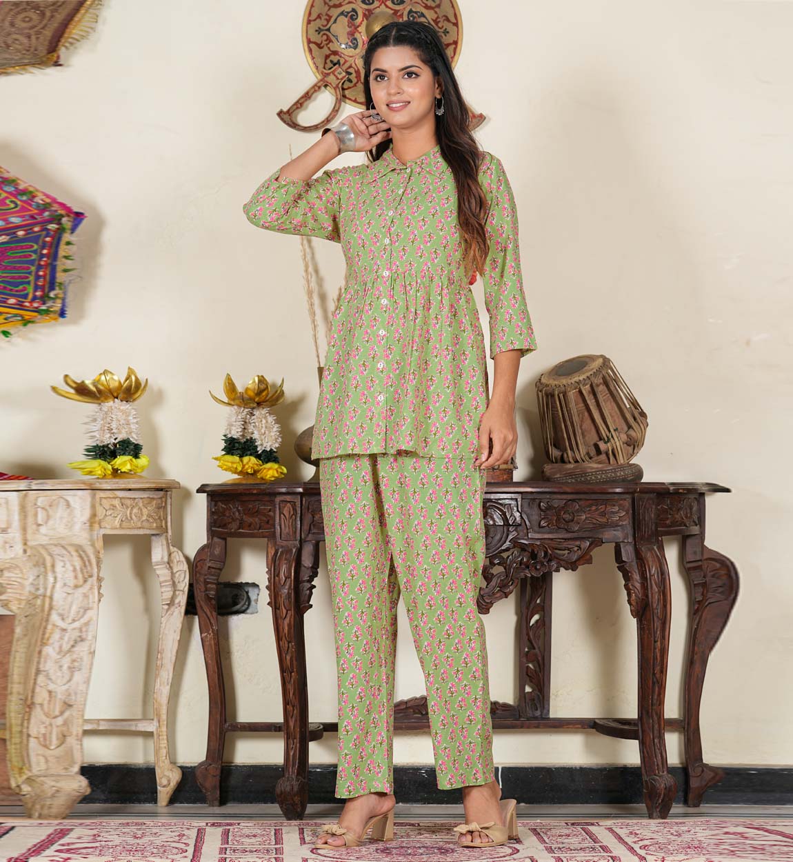 YASH GALLERY Women's Floral Printed Night Suit